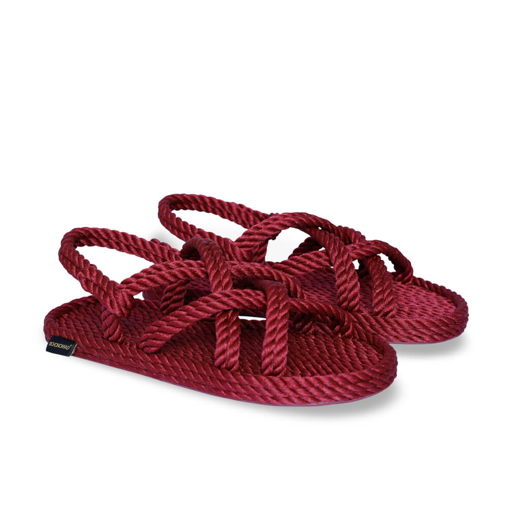 Bodrum sandales à cordon pour femmes – Rouge Bordeaux