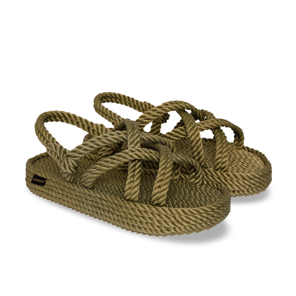 Bodrum sandales à plateforme en corde – Kaki