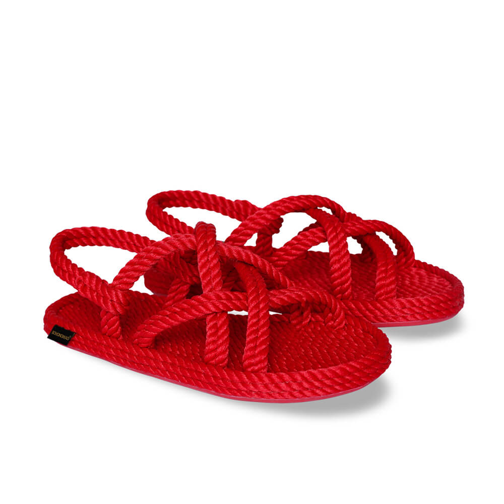 Bodrum sandales à cordon pour femmes – Rouge
