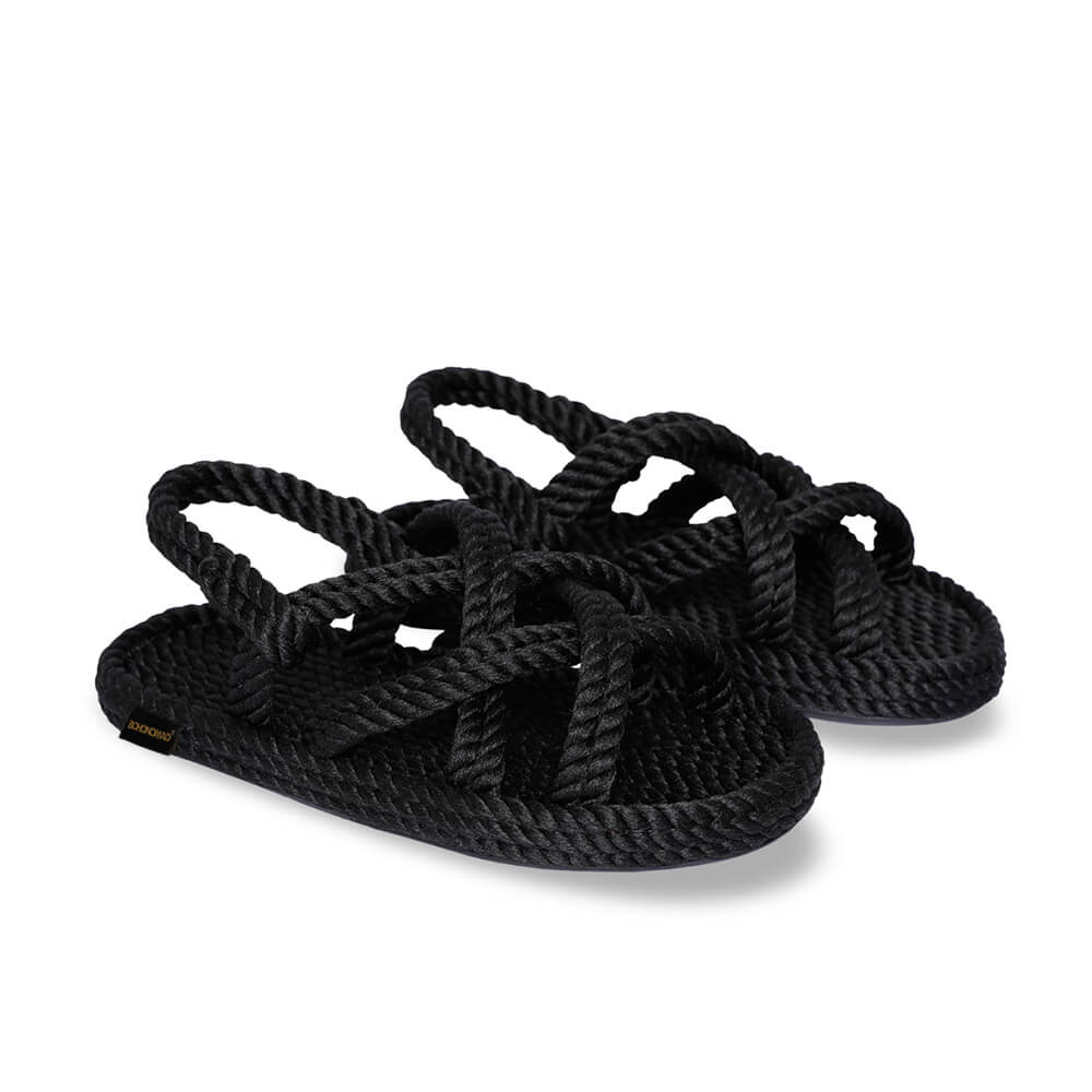 Bodrum sandales à corde pour enfants – Noir