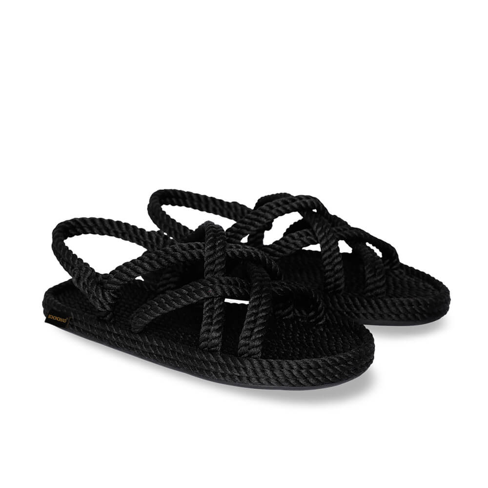 Bodrum sandales à cordon pour femmes – Noir
