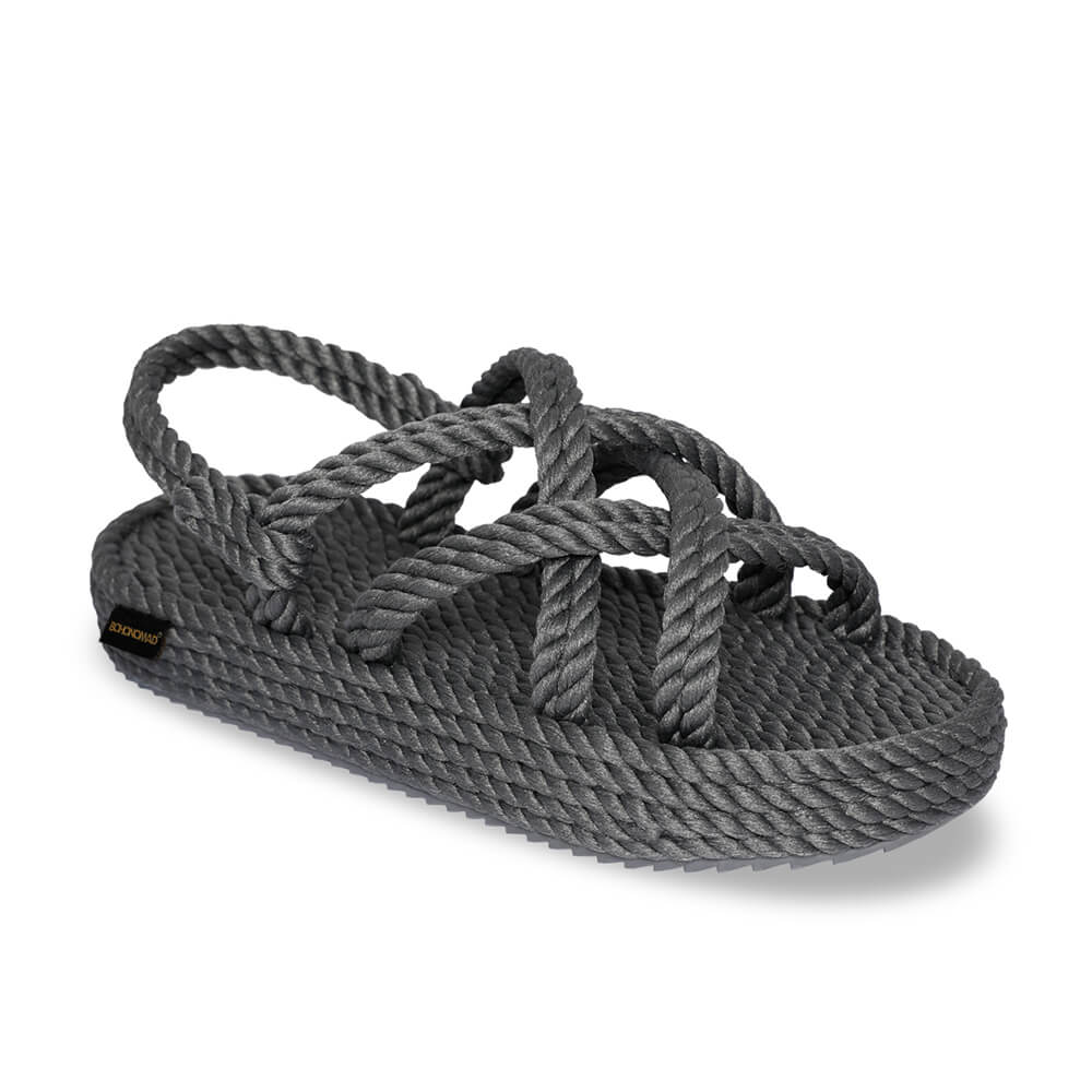 Bodrum sandales à plateforme en corde – Gris