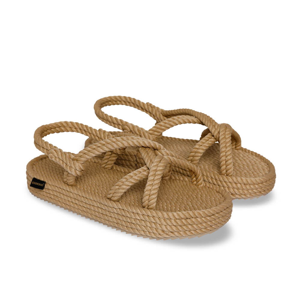 Bora Bora sandales à plateforme en corde – Beige