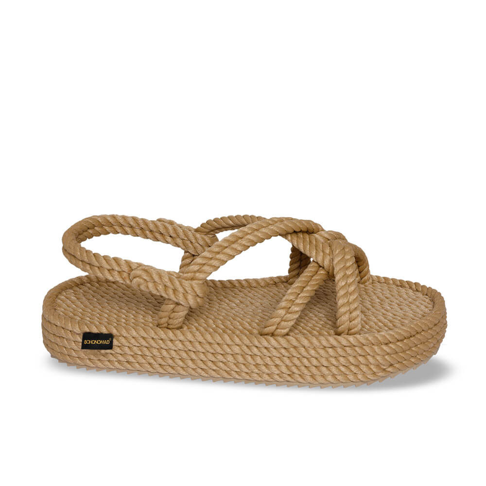 Bora Bora sandales à plateforme en corde – Beige