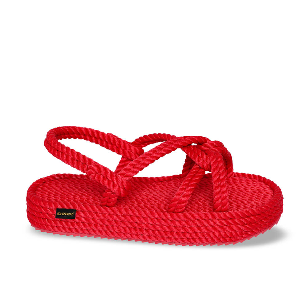 Bora Bora sandales à plateforme en corde – Rouge