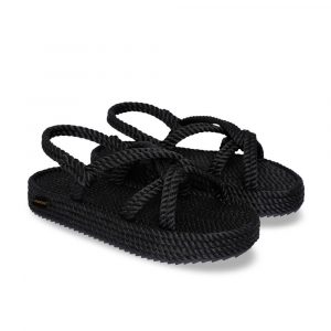 Bora Bora Platform Rope Sandal – Black