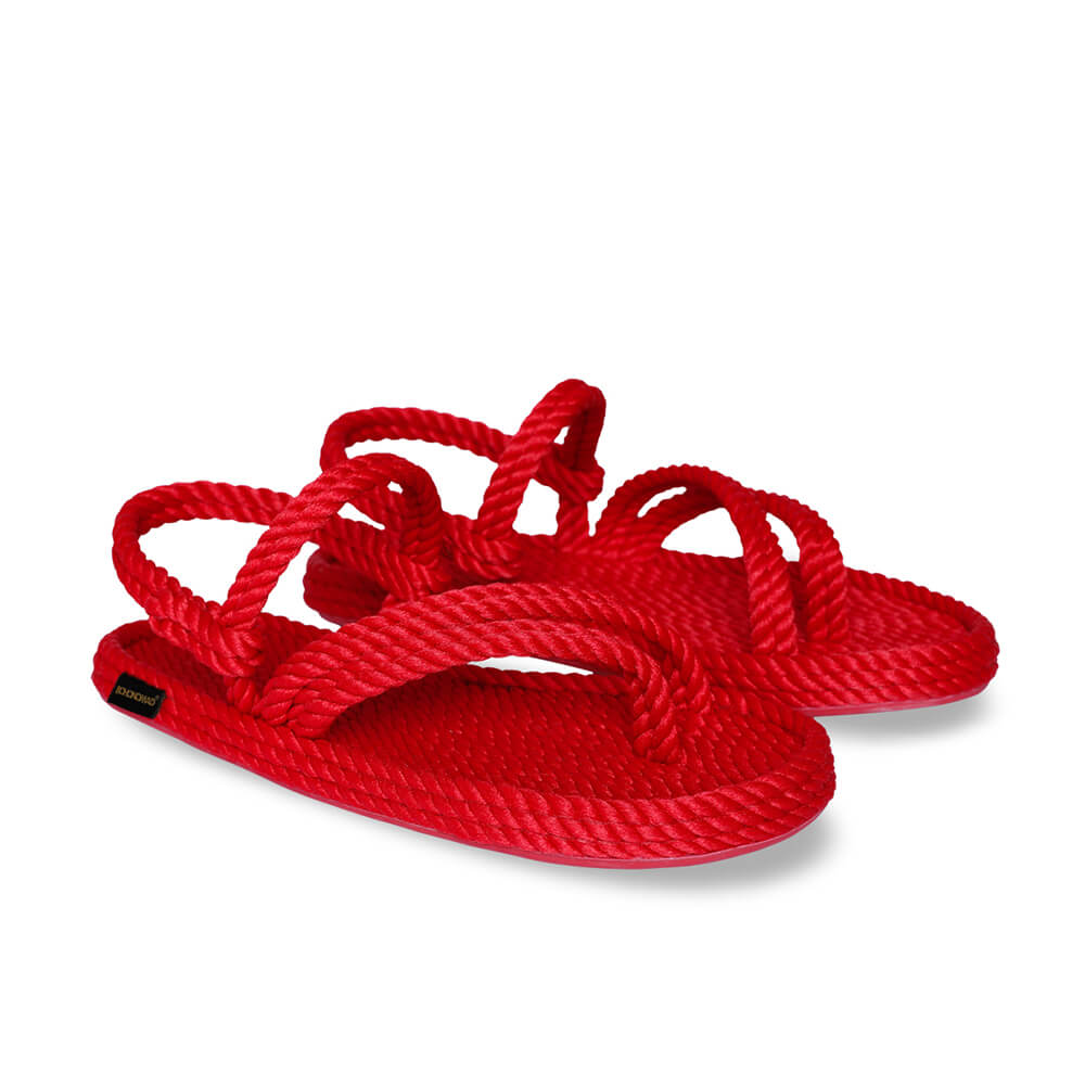 Cancun Sandalia de Cuerda para Mujer – Rojo
