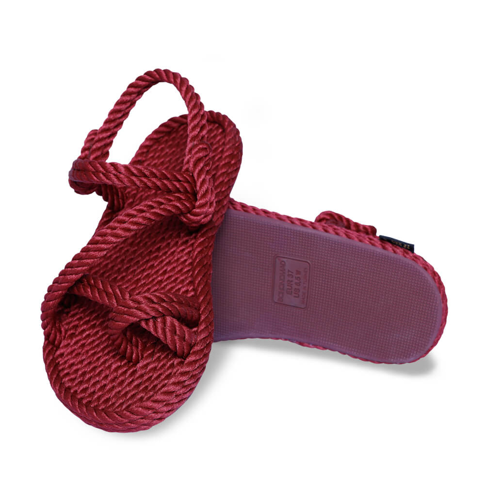 Capri sandales à cordon pour femmes – Rouge Bordeaux