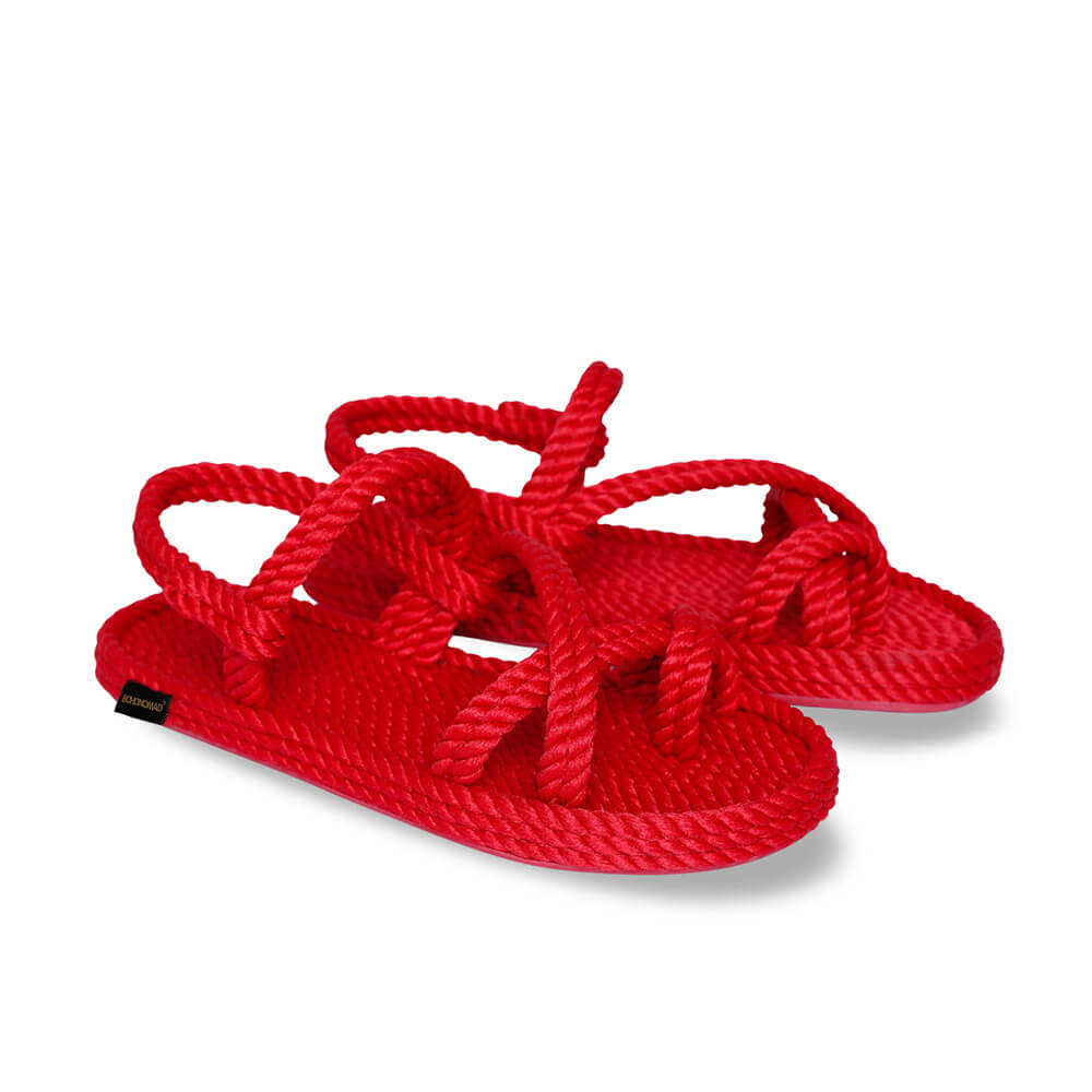 Capri sandales à cordon pour femmes – Rouge