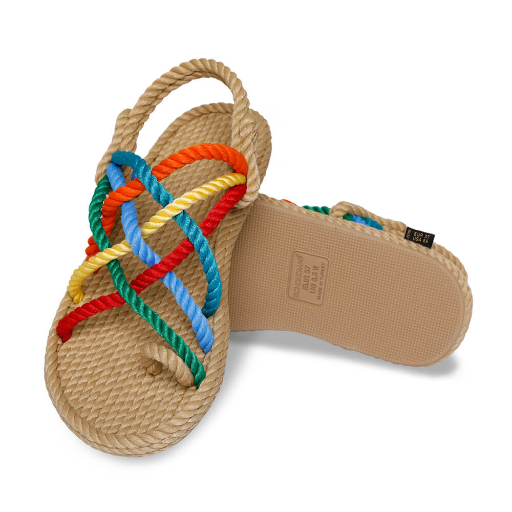 Cape Point sandales à cordon pour femmes – Beige & Multi