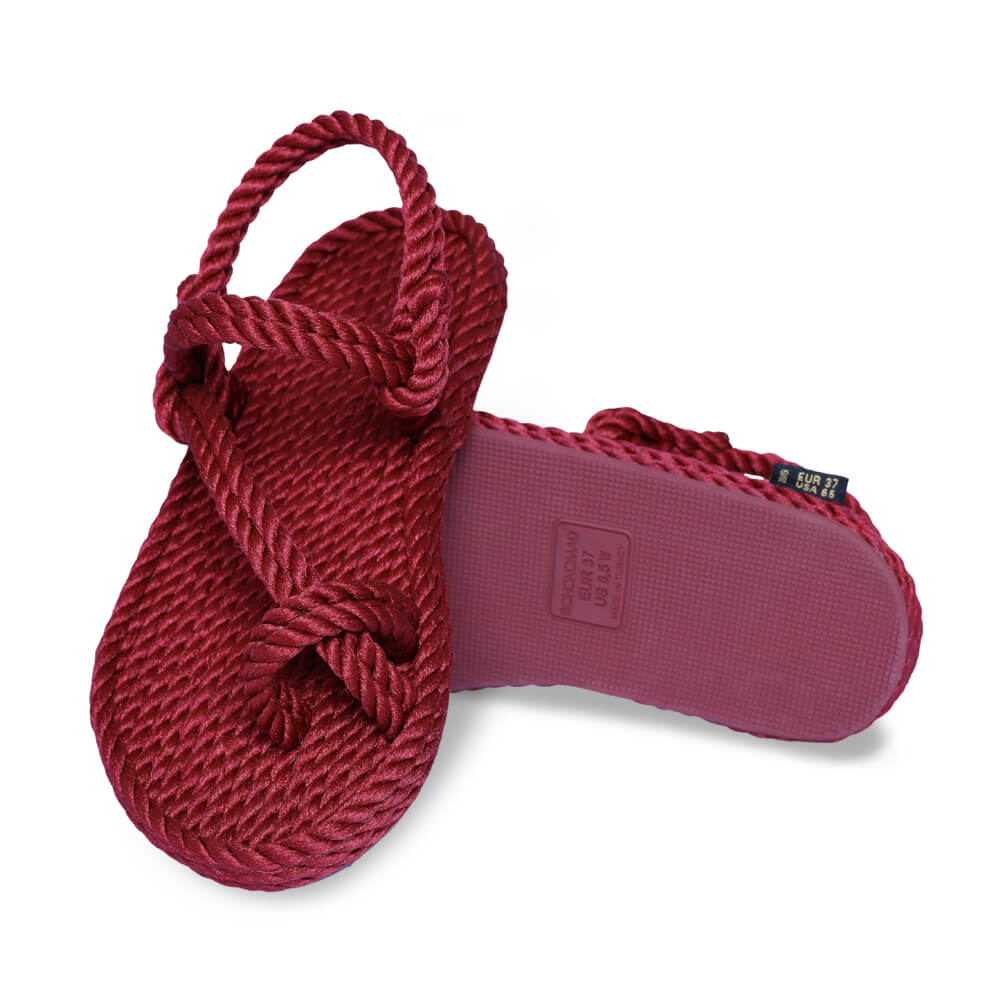 Hawaii Sandalia de Cuerda para Mujer – Rojo Clarete