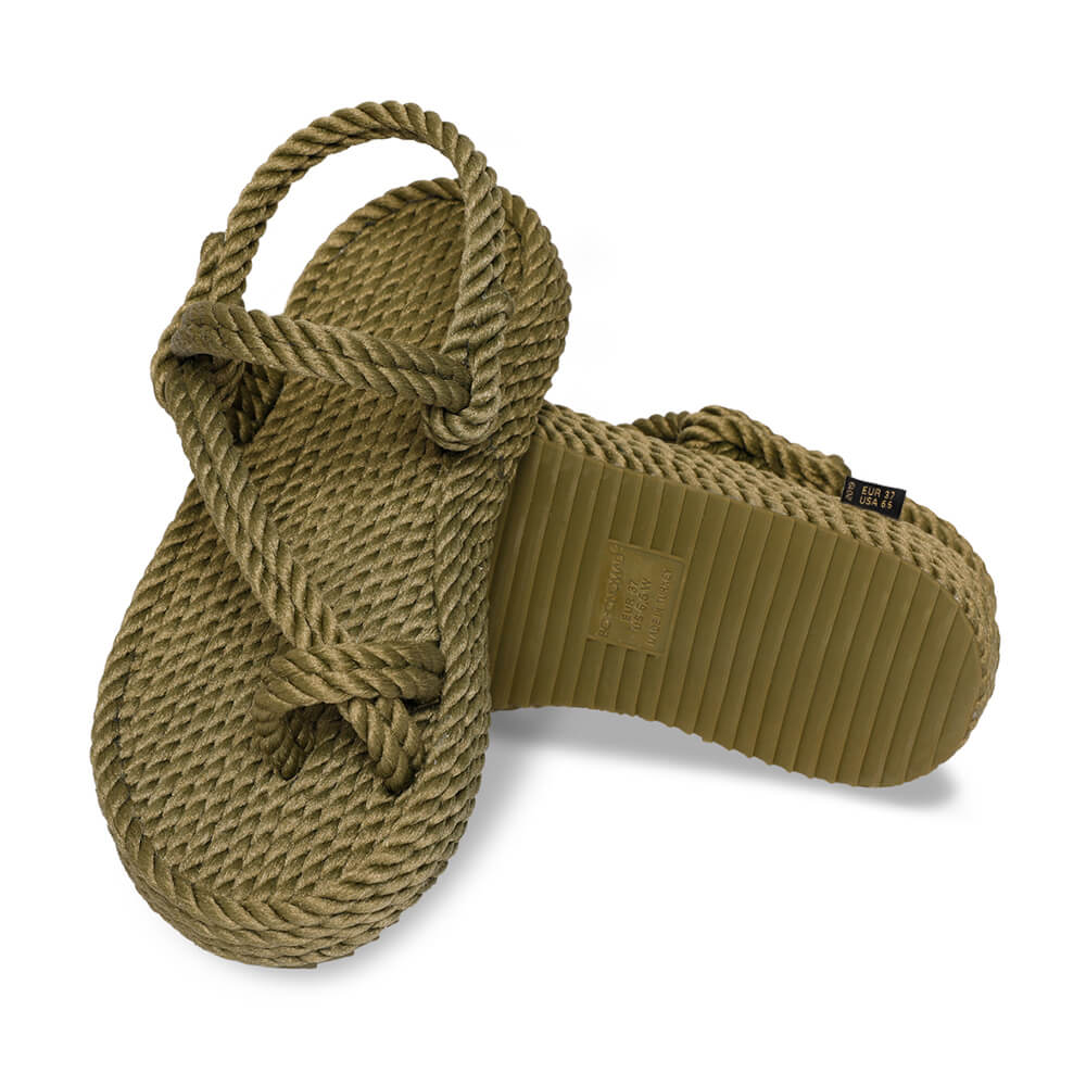 Hawaii sandales à plateforme en corde – Kaki