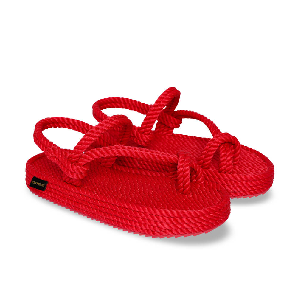 Hawaii sandales à plateforme en corde – Rouge