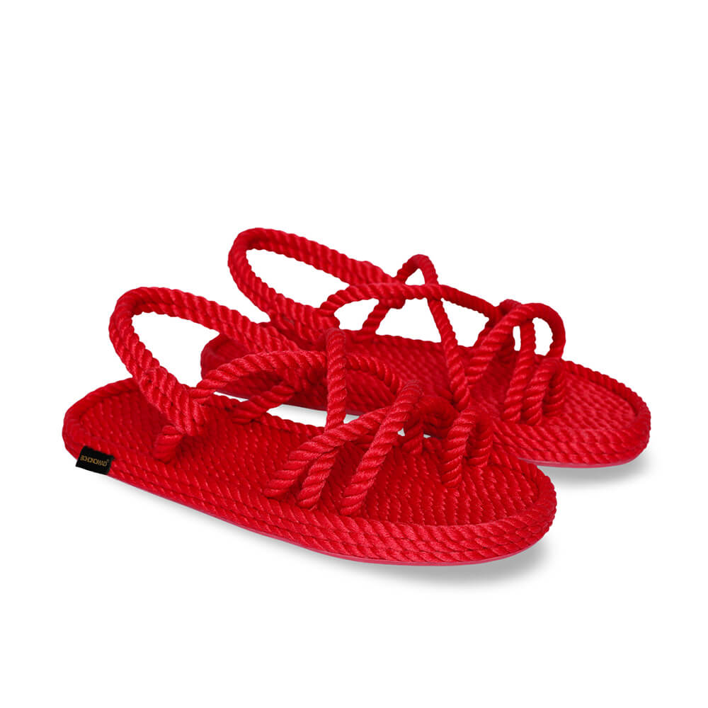 Ibiza sandales à cordon pour femmes – Rouge