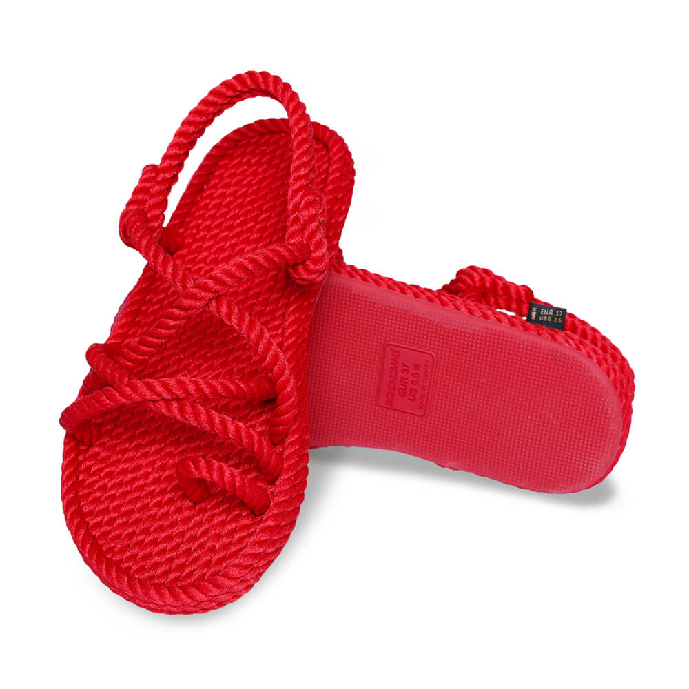 Ibiza sandales à cordon pour femmes – Rouge