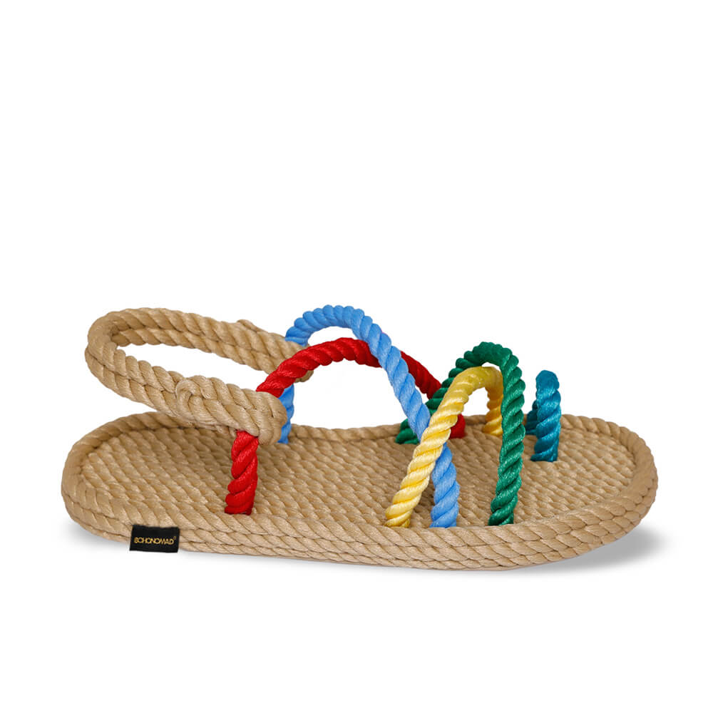 Ibiza sandales à corde pour enfants – Beige & Multi