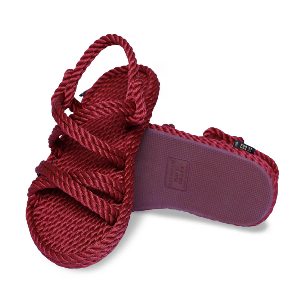 Tahiti sandales à cordon pour femmes – Rouge Bordeaux
