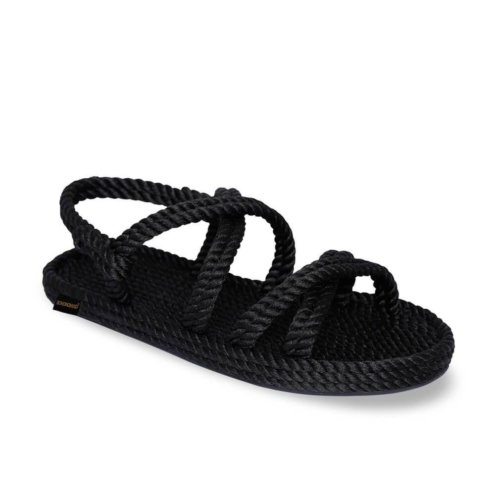 Tahiti sandales à cordon pour femmes – Noir