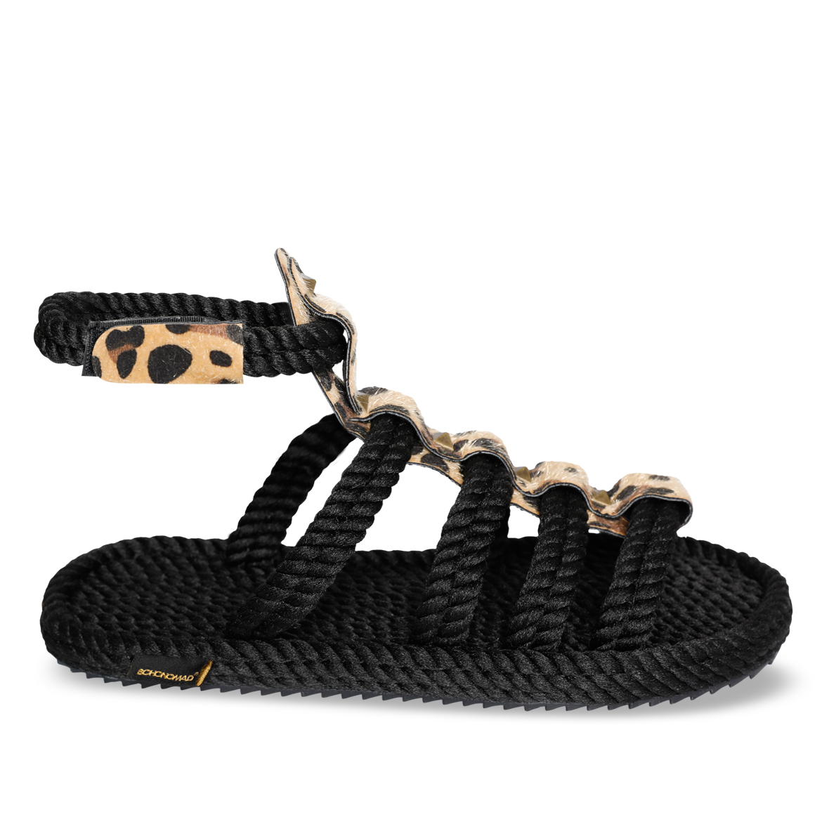 Serengeti sandales à cordon pour femmes – Léopard Noir