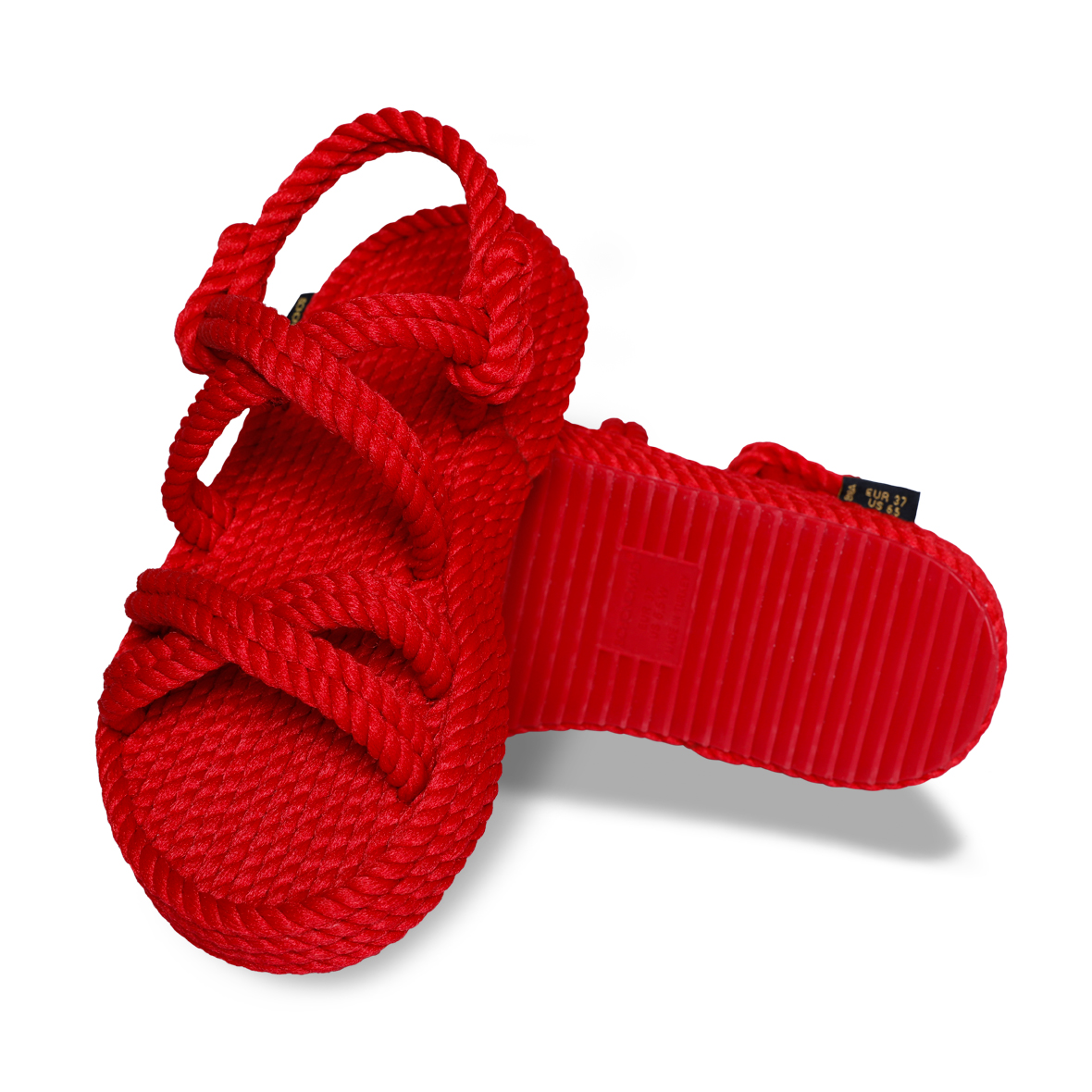 Tahiti sandales à plateforme en corde – Rouge
