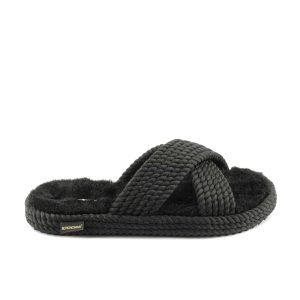 Barcelona Women Furry Rope Slipper – Black