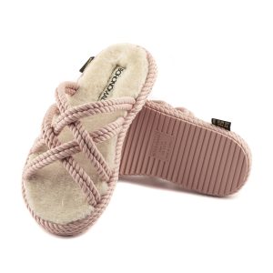Bodrum Women Furry Rope Slipper – Pink