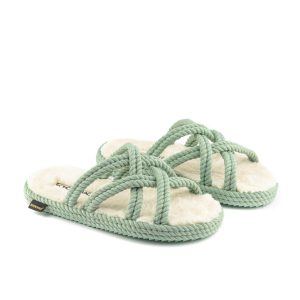 Bodrum Women Furry Rope Slipper – Mint