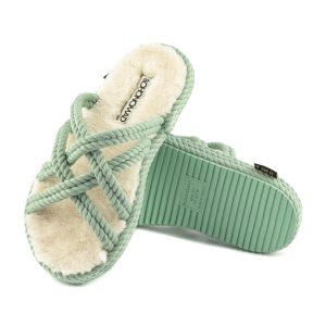 Bodrum Women Furry Rope Slipper – Mint