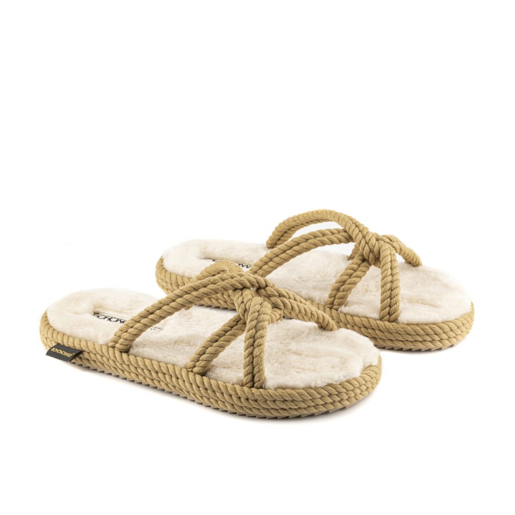 Bora Bora Women Furry Rope Slipper - Beige