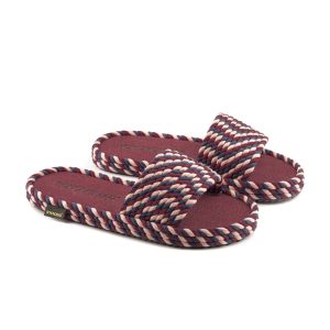St.Tropez Women Memory Foam Rope Slipper – Tricolor ( Burgundy/Navy/Pink )