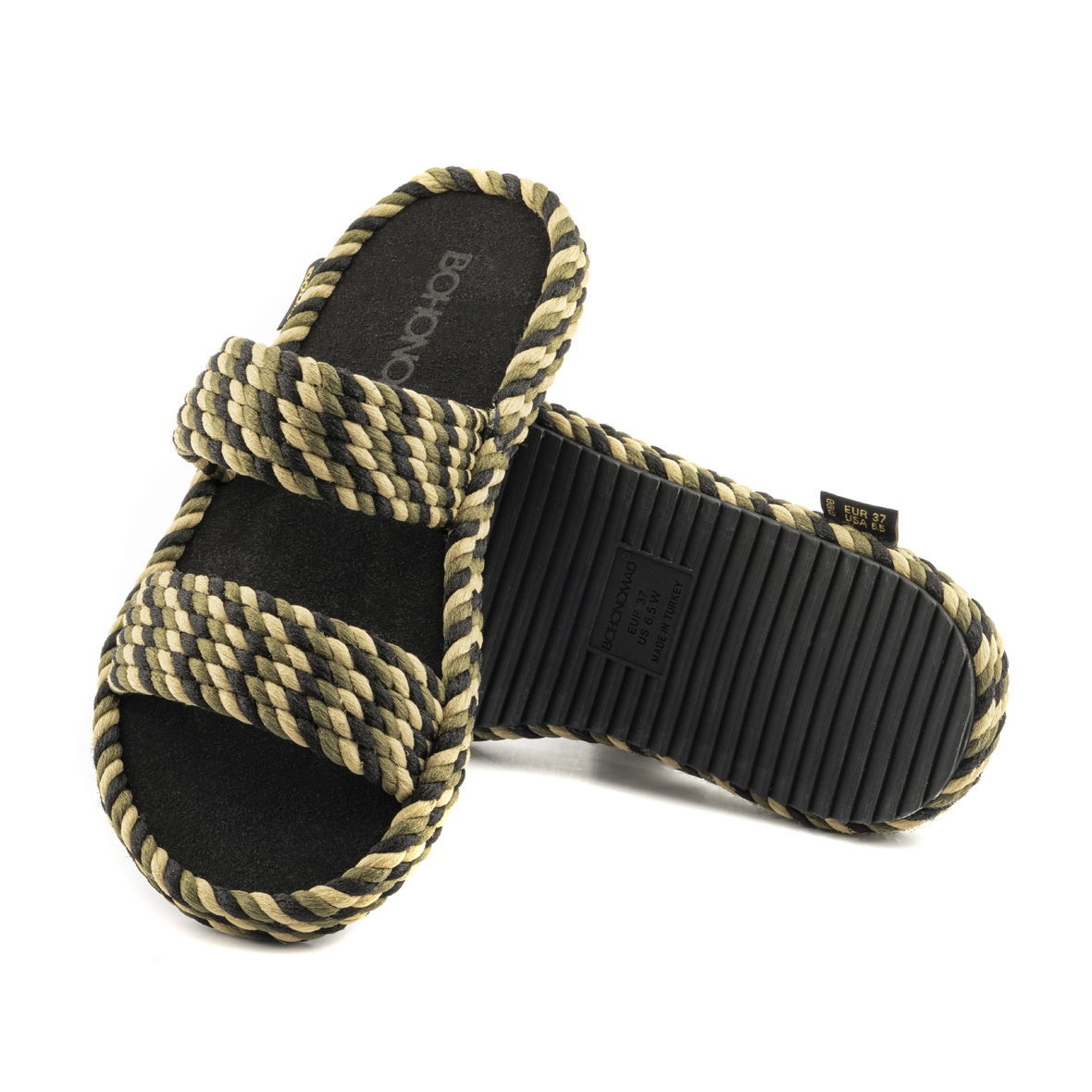 Tokyo Women Memory Foam Rope Slipper – Tricolor ( Khaki/Beige/Black )