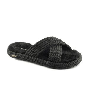 Barcelona Women Furry Rope Slipper – Black