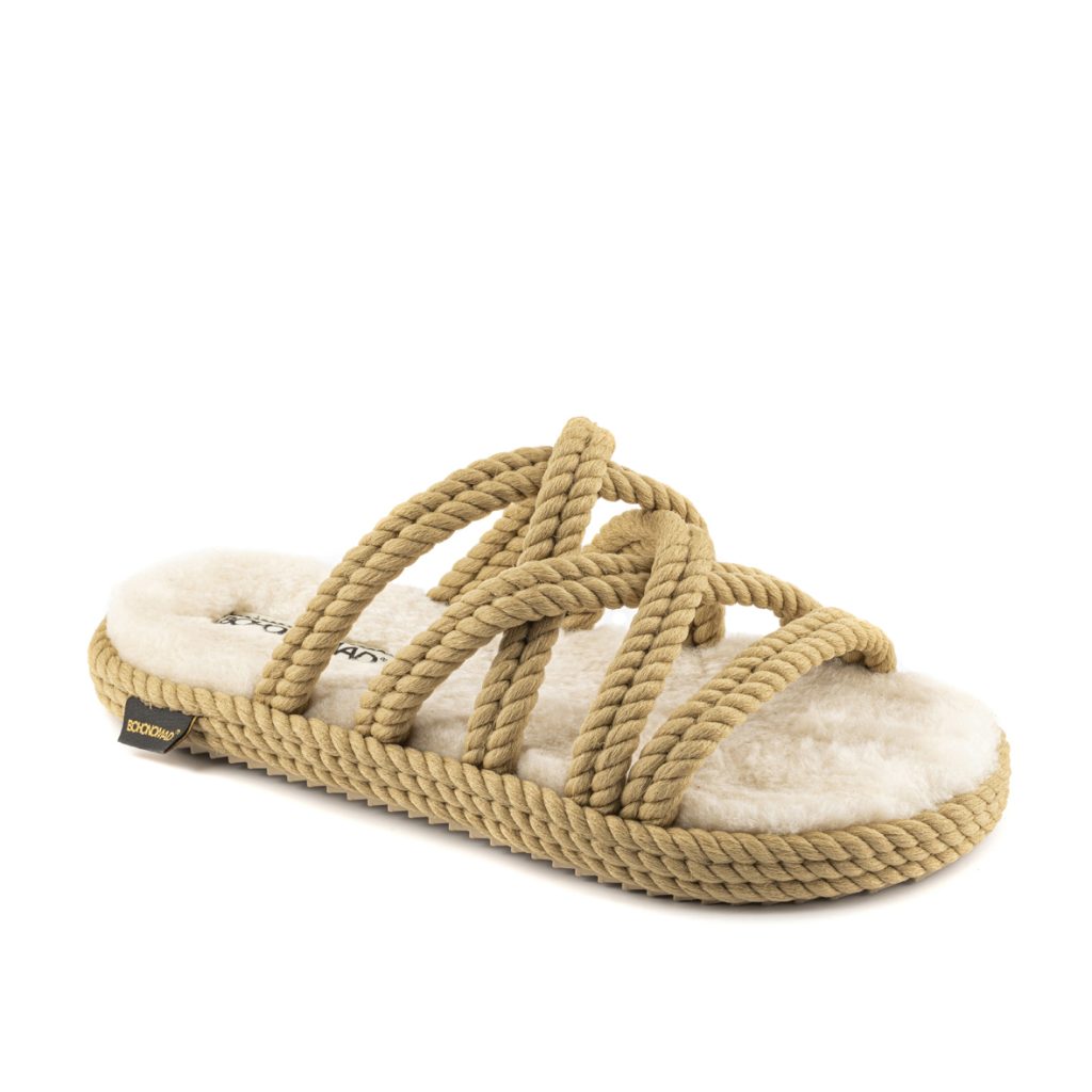 Rome Women Furry Rope Slipper - Beige