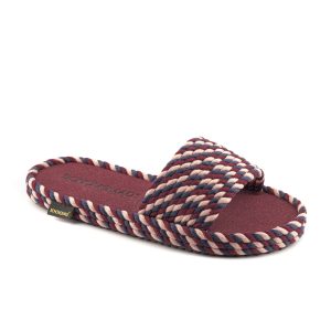 St.Tropez Women Memory Foam Rope Slipper – Tricolor ( Burgundy/Navy/Pink )