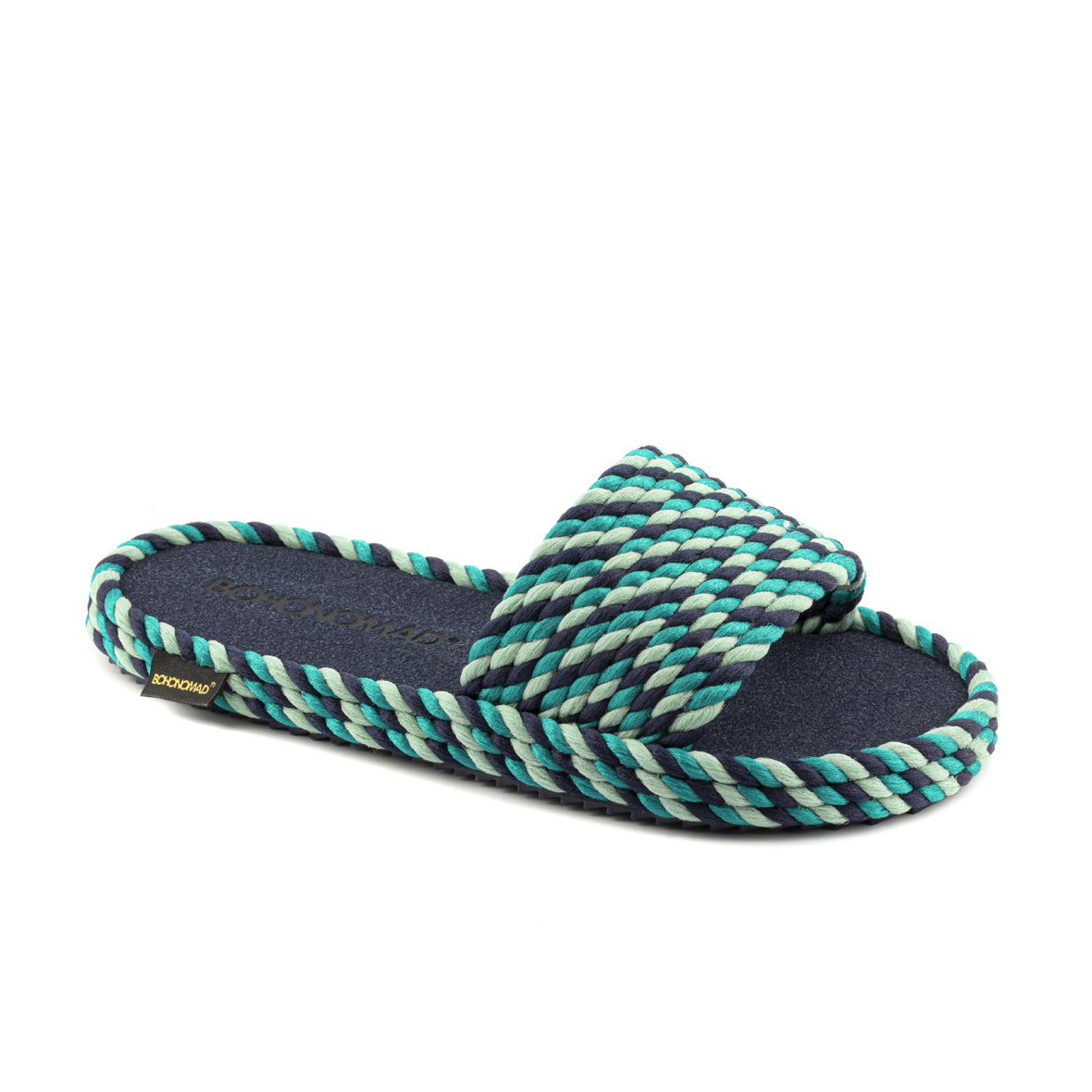 St.Tropez Women Memory Foam Rope Slipper – Tricolor ( Navy/Mint/Turquoise )